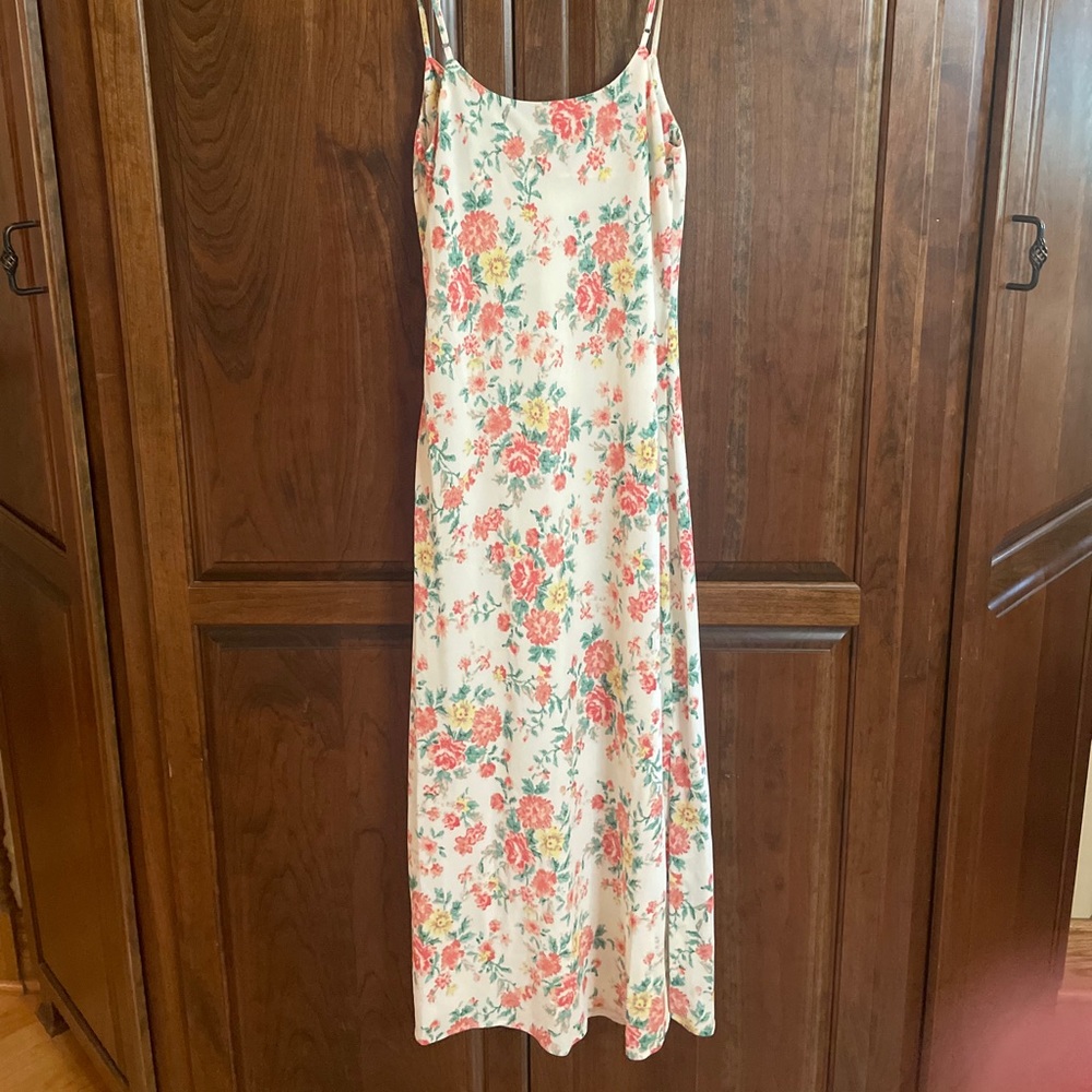 Porcelain Floral Midi Slip Dress